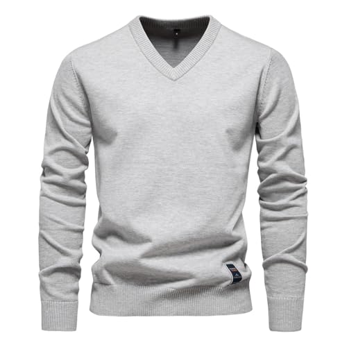 Generisch Herren Pullover mit Rundhals-Ausschnitt/V-Ausschnitt Strickpullover Feinstrick Winterpullover Sweater Männer 2025 (4,L) von Generisch