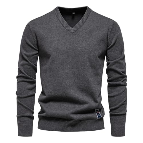 Generisch Herren Pullover mit Rundhals-Ausschnitt/V-Ausschnitt Strickpullover Feinstrick Winterpullover Sweater Männer 2025 (5,XL) von Generisch