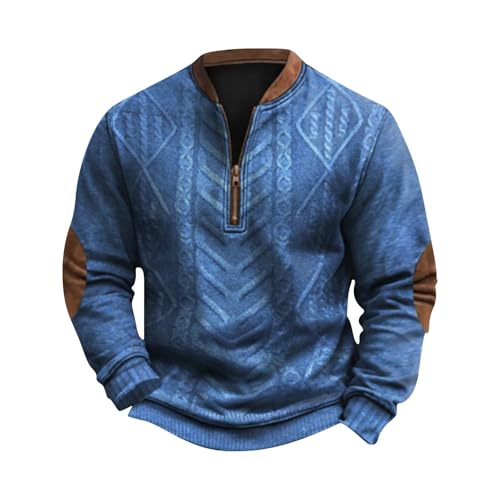 Generisch Herren Quarter Zip Fleece Pullover Langarm Sweatshirt Outdoor Taktisch Weich Warm Polar Pullover Herren Schwarz Winterpullover Herren Sweatshirt Herren Ohne Kapuze von Generisch