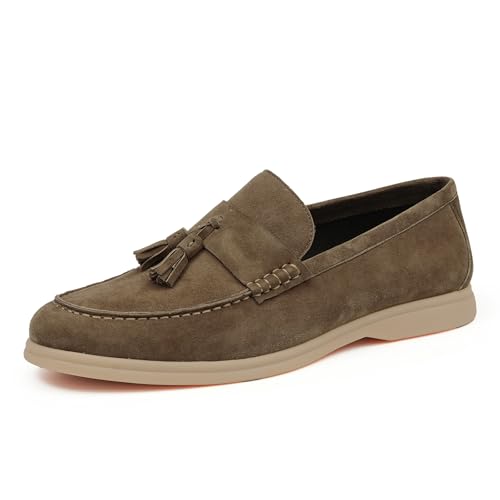 Generisch Herren Quasten Wildleder Loafers Lässige Slip On Schuhe,Kaffee,38 von Generisch