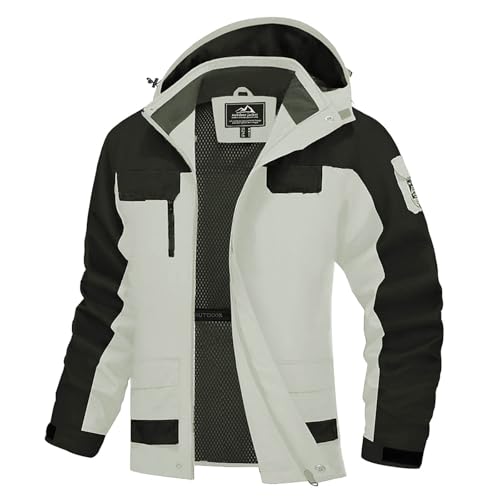 Generisch Herren Regenjacke, Regenjacke Fahrrad Herren Faltbar Wasserdicht Wanderjacke Fahrrad Outdoor Windjacke Regenjacke Dünne Leichte Fahrradjacke Windbreaker, White, 5XL von Generisch