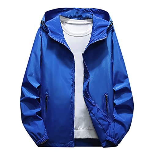 Generisch Herren Regenjacke, Wasserdicht Atmungsaktiv Winddichte Funktionsjacke Outdoor Wanderjacke Mäntel Mit Kapuze Jackett Regenparka Softshelljacke Männer Schmal Coats Jacket Sport (XL, Blue) von Generisch