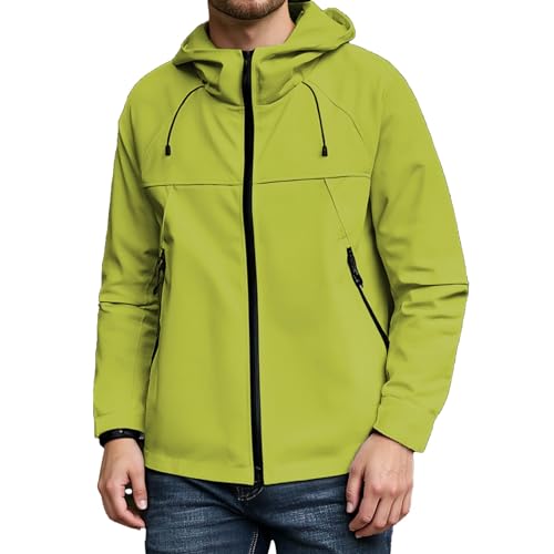 Generisch Herren Regenjacke Wasserdicht Männer Outdoorjacke Wanderjacke mit Kapuze Einfarbig Windbreaker Softshelljacke Leicht Outdoor Trekkingjacke Übergangsjacke für Camping von Generisch
