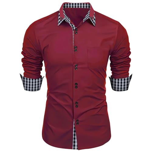 Generisch Herren Regular Fit Floral Business Hemd Langarm Button Down Print Freizeithemd Hemden Herren Arbeitshemd Herren Set Shirt Langarm Herren Braun von Generisch