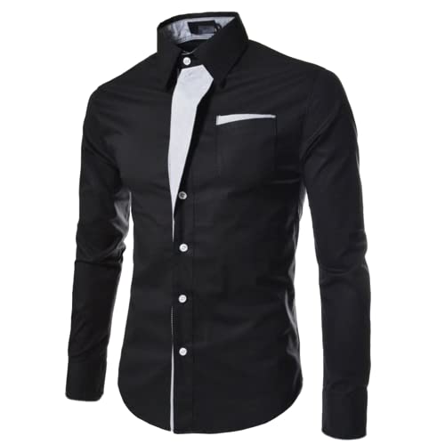 Generisch Herren Regular Fit Kleid Hemd Solide Faltenfrei Langarm Casual Business Button Up Hemden Mit Tasche Langarmshirt Weiß Schwarz Slim Fit Freizeithemden Generisch Herren Regular Fit Kleid Hemd Solide Faltenfrei Langarm Casual Business Button Up Hemden Mit Tasche Langarmshirt Weiß Schwarz Slim Fit Freizeithemden von Generisch