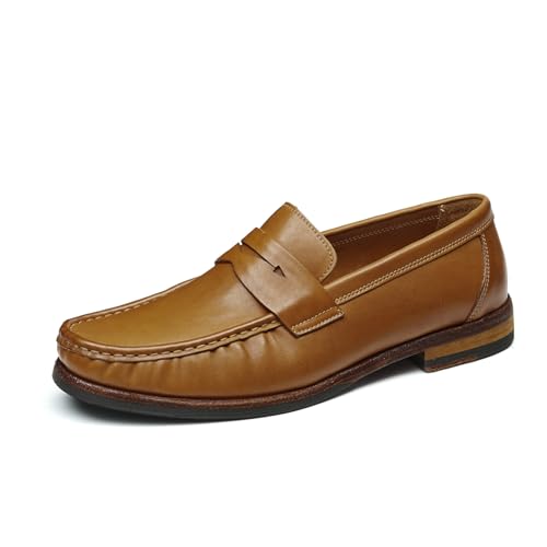 Generisch Herren Retro Echtes Leder Bequeme Weiche Loafers Business Freizeit Handgefertigte Slip On Schuhe,Braun,41 Generisch Herren Retro Echtes Leder Bequeme Weiche Loafers Business Freizeit Handgefertigte Slip On Schuhe,Braun,41 von Generisch
