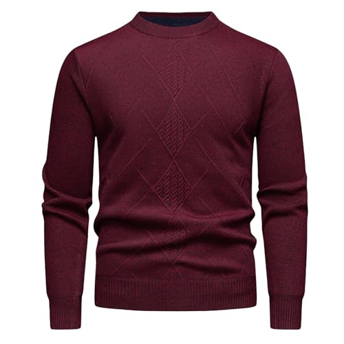 Generisch Herren Rollkragen Pullover Basic Strickpullover mit V-Ausschnitt Basic Rollkragenshirt Langarm 1/4 Zip Pulli Männer Meliert Strickpullover Y2K Vintage Knit Sweater Sweatshirt Unterzieh von Generisch