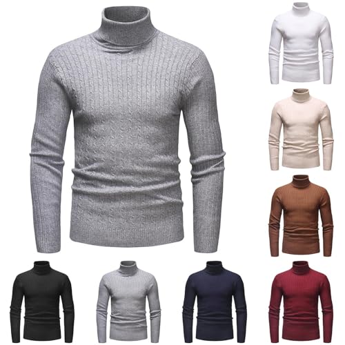 Generisch Herren Rollkragen Pullover Langarmshirt Feinstrick Sweater Rollkragen Freizeit Slim fit Basic Männer Pullover von Generisch