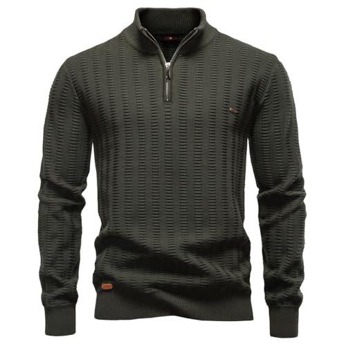 Generisch Herren Rollkragenpullover Half Zip Pullover Warm Langarm Winterpullover Arbeitspullover Pulli Knitted Sweater Casual Top 2025 (5,XL) von Generisch