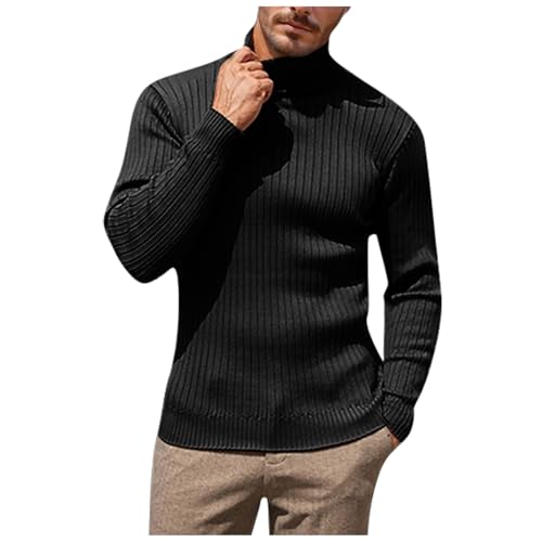 Generisch Herren-Rollkragenpullover Longsleeve Rollkragenpullover Rollkragenshirt Baumwolle Rollkragen Pullover Rollkragen Freizeit Slim Fit Basic Männer Pullover Langarmshirt Feinstrick Sweater von Generisch