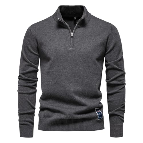 Generisch Herren Rollkragenpullover Zip Pullover Strickpullover Winterpullover Sweater Pulli Arbeitspullover Warm Langarmshirt 2025 (5,XXL) von Generisch