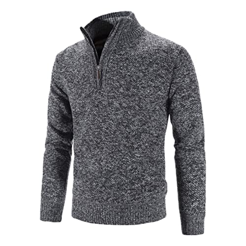 Generisch Herren Rollkragenpullover Zip Pullover Strickpullover Winterpullover Turtleneck Sweater Pulli Arbeitspullover Warm Langarmshirt Regular Fit Fleecepullover Sweatshirt mit Reißverschluss von Generisch