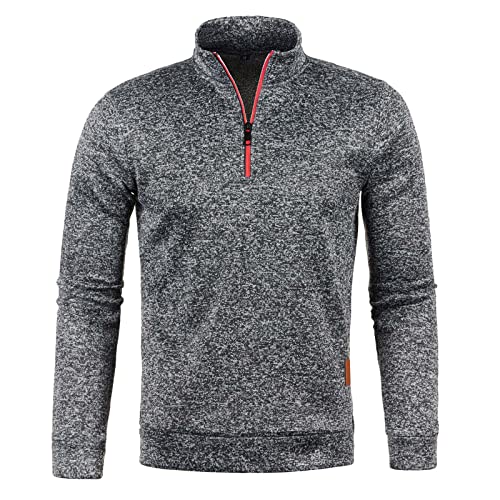 Generisch Herren Rollkragenpullover Zip Pullover Strickpullover Winterpullover Turtleneck Sweater Pulli Arbeitspullover Warm Langarmshirt Regular Fit Fleecepullover Sweatshirt mit Reißverschluss von Generisch