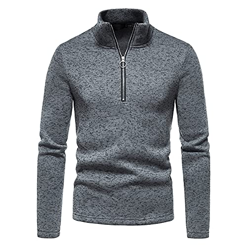 Generisch Herren Rollkragenpullover Zip Pullover Strickpullover Winterpullover Turtleneck Sweater Pulli Arbeitspullover Warm Langarmshirt Regular Fit Fleecepullover Sweatshirt mit Reißverschluss von Generisch