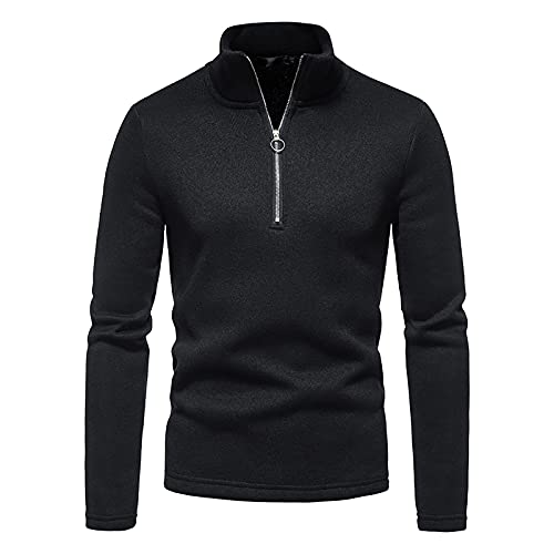 Generisch Herren Rollkragenpullover Zip Pullover Strickpullover Winterpullover Turtleneck Sweater Pulli Arbeitspullover Warm Langarmshirt Regular Fit Fleecepullover Sweatshirt mit Reißverschluss von Generisch