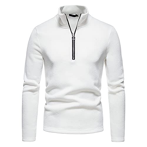 Generisch Herren Rollkragenpullover Zip Pullover Strickpullover Winterpullover Turtleneck Sweater Pulli Arbeitspullover Warm Langarmshirt Regular Fit Fleecepullover Sweatshirt mit Reißverschluss von Generisch
