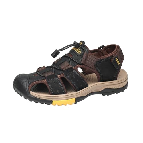 Generisch Herren Sandalen im Freien atmungsaktive weiche Sohle Wanderschuhe verschleißfeste und rutschfeste Sandwade und Flussverfolgungsschuhe (Khaki,39) von Generisch