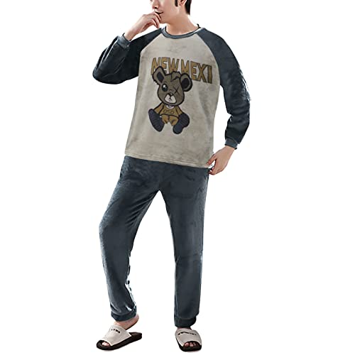 Generisch Herren Schlafanzug Lang Warm Fleece Pyjama Set Zweiteiliger Nightwear Set Winter Langarm Shirt und Pyjamahose Schlafhose Zweiteilig Nachtwäsche Fleece Loungewear Schlafanzüge für Männer von Generisch