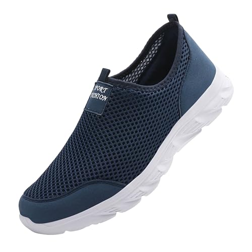 Generisch Herren Schlüpfen Walkingschuhe Turnschuhe Fitnessstudio Sportschuhe Atmungsaktiv Schlüpfen Schuhe Freizeit Straßenlaufschuhe Fashion Leichtgewichts Sneaker (Blue, 42) von Generisch