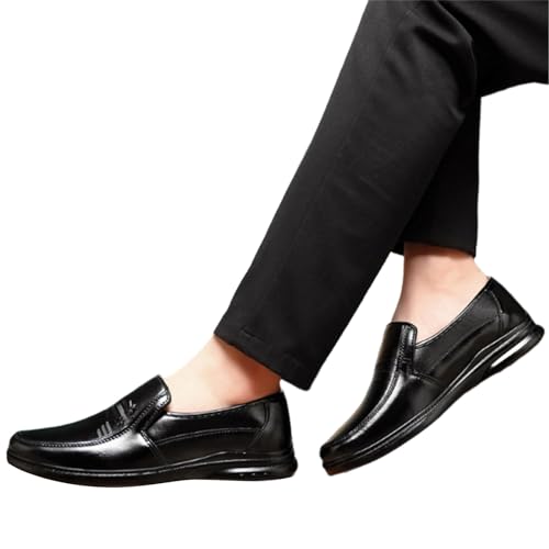 Generisch Herren Schuhe Slipper Größe 38 Herrenschuhe aus lackiertem im britischen Spleißen, Business-Casual-Stil, Herren-Lederschuhe Boots Schuhe Herren 43 (Black, 43) von Generisch