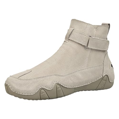 Generisch Herren Schuhe Trendige Freizeit Herrenstiefel Handgenäht mit seitlichem Reißverschluss Perfekt für Outdoor-Aktivitäten Hochwertige High-Top Modelle (Beige, 41) von Generisch