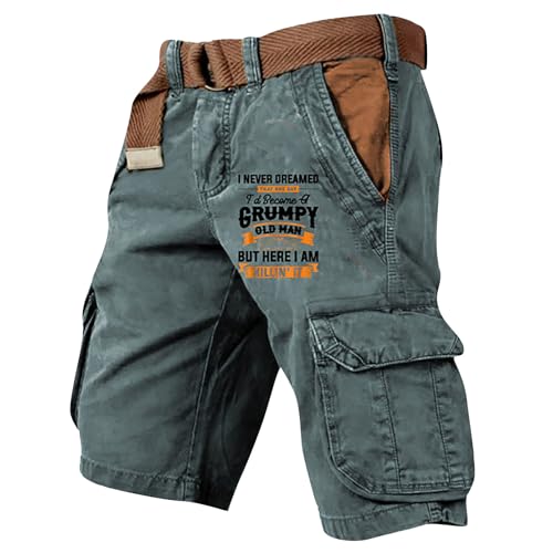 Generisch Herren Shorts Cargo, Kurze Hosen Shorts Sommer Freizeithose Mit Taschen Shorts Miltec Hose Cargo Shorts Stretch Cargoshorts Military Bermuda Kurz Shorts Stretch (XXL, Green) von Generisch