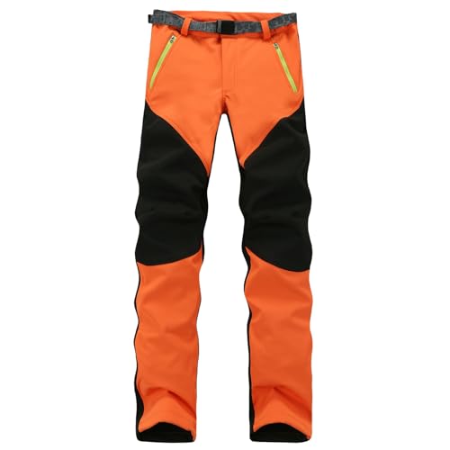 Generisch Herren Ski Hose wasserdichte Snowboardhose Gefüttert Wanderhose Winter Trekkinghose Warme Regenhose Männer Cargohose Outdoor Softshellhose Winddichte Schneehose Thermohose Orange XXL von Generisch