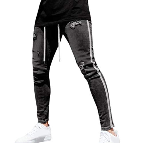 Generisch Herren Skinny Jeans Slim Fit Denim Destroyed Ripped Jeans Stretch Freizeithose Jogginghose mit Seitenstreifen Bequeme Sweatpants Freizeithosen Trainingshose Sporthose Generisch Herren Skinny Jeans Slim Fit Denim Destroyed Ripped Jeans Stretch Freizeithose Jogginghose mit Seitenstreifen Bequeme Sweatpants Freizeithosen Trainingshose Sporthose von Generisch
