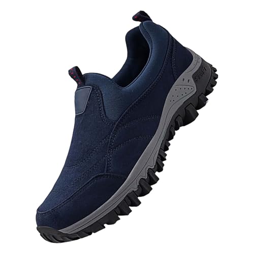 Generisch Herren Slip On Schuhe Extra Weit Walkingschuhe Mit FußGewöLbestüTze rutschfeste Wanderschuhe Atmungsaktive Fitness Laufschuhe VerschleißFeste Outdoorschuhe Ohne SchnüRsenkel Trekkingschuhe von Generisch