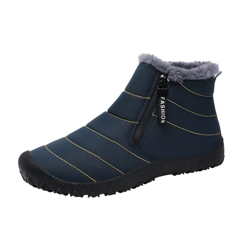 Generisch Herren Snow Boots warme Winterstiefel bequem Outdoor Reißverschluss langlebige Baumwollschuhe für alle Schneeaktivitäten (Blue, 45) von Generisch
