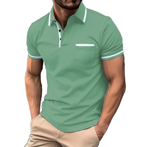 Generisch Herren Sommer T-Shirt Polo Kragen Slim Fit Baumwolle-Anteil Basic schwarzes Männer Poloshirts Poloshirt Herren XL Ragman Poloshirt Herren Kurzarm 4XL Herren Poloshirt Kurzarm 4XL von Generisch