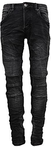 Generisch Herren Stretch Jeans Straight Leg Slim Fit Einfarbige Jeanshose (W34/L32, Grau) von Generisch