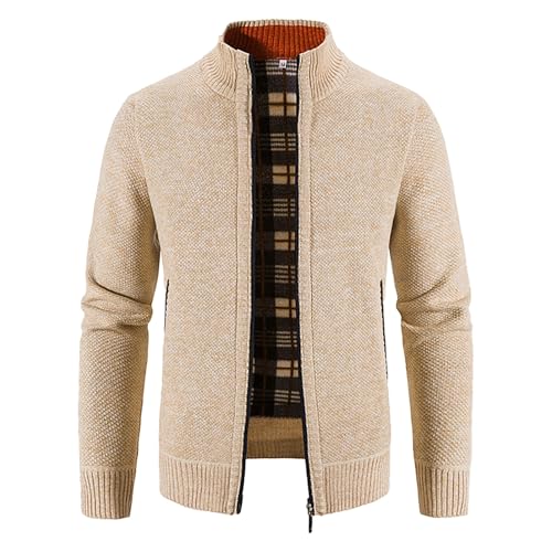 Generisch Herren Strickjacke, Trachtenjanker Herren Reißverschluss Trachtenjacke mit Kragen Cardigan Trachten Strick Langarm Sweatjacke Jacke Freizeit Strickjacke Outdoor Strickpullover von Generisch