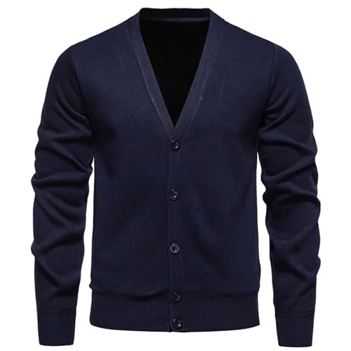 Generisch Herren Strickjacke Mit Knöpfen, Übergangsjacke Cardigan V-Ausschnitt Strickpullover Leichter Große Größen Sweatjacke Einfarbig Schlicht Arbeitsjacke Alltag Vielseitiger Sportjacke von Generisch