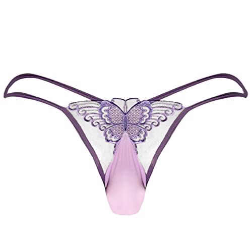 Generisch Herren String Mit Kette Niedrig taillierte Mesh-Herrenunterwäsche, Schmetterling, U-förmige Taschenabdeckung, ultradünne, transparente, Slips Fliege Kellner (PP2, L) von Generisch