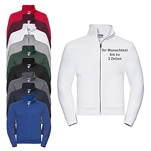 Generisch Herren-Sweatjacke individuell mit Ihrem Wunschtext auf der Brust Bestickt (Weiß, XL) von Generisch
