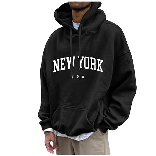 Generisch Herren Sweatshirt, Kapuzenpullover Langarm Hoodie Casual Sweatshirt Kapuze Pullover Mit Kängurutaschen Hoodie Babyblau Sweatshirt Sport Hoddies Für Männer Marken Hoodies (6XL, Black) von Generisch