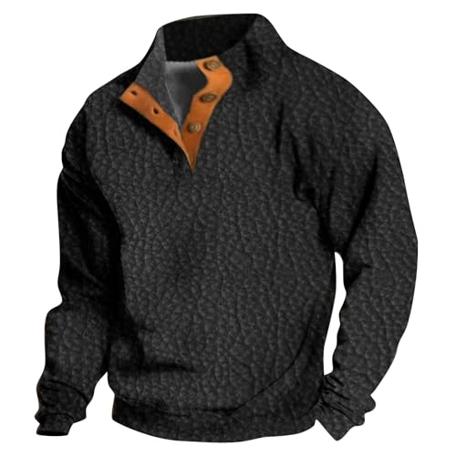 Generisch Herren Sweatshirt Pullover Langarm Farbvarianten Langarmshirt Pulli ohne Kapuze Baumwolle männer Pullover Tshirt mit Kapuze Herren Strickjacke lang Herren Baumwolle knöpfe von Generisch