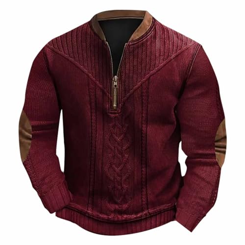 Generisch Herren Sweatshirt Raglan Sweat Langarm Crew Neck Basic College Sweatjacke Casual Colourblock Gefütterte Strickjacke Herren Pullover Herren Ohne Kapuze Mit Reißverschluss Basic Pullover von Generisch