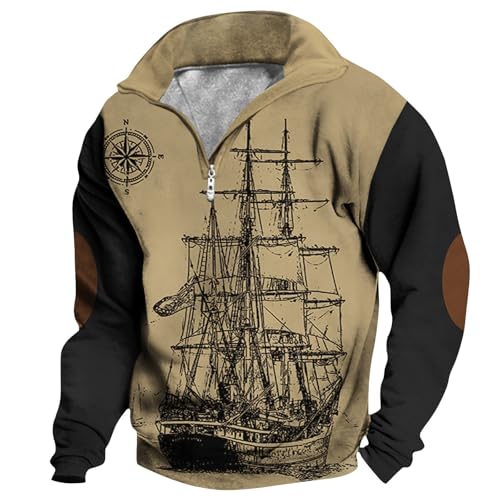 Generisch Herren Sweatshirt ohne Kapuze Sweat Pullover Vintage Buchstaben Drucken Basic Lässige Sport Training T-Shirt für Männer Herren Sweater Weiß Sweat Jacke FüR Herren von Generisch