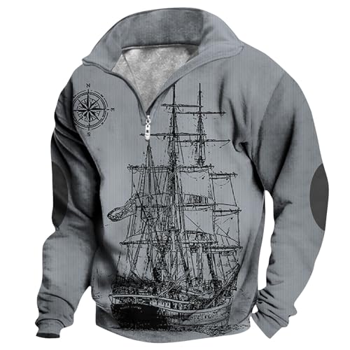 Generisch Herren Sweatshirt ohne Kapuze Sweat Pullover Vintage Buchstaben Drucken Basic Lässige Sport Training T-Shirt für Männer Sweatshirt Ohne Kapuze Herren Dicker Pullover Herren von Generisch