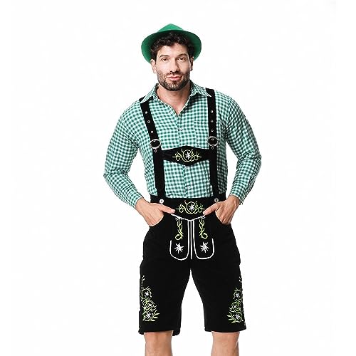 Generisch Herren Trachten Lederhose Kniebundhose schwarz aus feinstem Rindsveloursleder Oktoberfest Herren Outfit Weste Tracht von Generisch