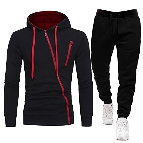 Generisch Herren Trainingsanzug Jogginganzug 2-Teilig Sweatshirt Hose Sweatjacke und Jogginghose Sportanzug Kapuzenpullover Traininghose Set Jungen Jogging Anzug Gym Fitness Sportbekleidung von Generisch