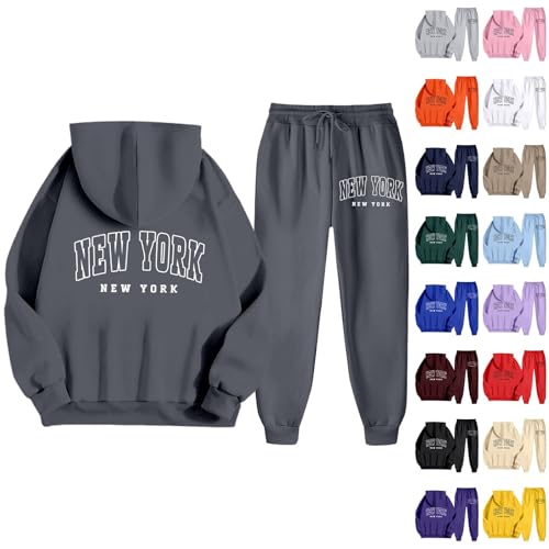 Herren Trainingsanzug Jogginganzug Baggy Jogging Anzug Set Lose Hoodies und Jogginghosen Y2K Hip Hop Streetwear Unisex Pullover Lässig Oberteile und Sporthosen 2 Stück von Generisch