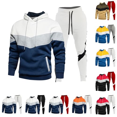 Generisch Herren Trainingsanzug Set Jogginganzug Sportanzug Männer Jogging Anzug Sweatshirt Hose Langarm Freizeitanzug Männer Tracksuit mit Reißverschlusstaschen Laufanzug Gym Freizeitanzug von Generisch