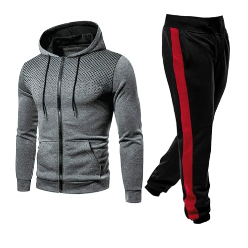 Generisch Herren Trainingsanzug Set Jogginganzug Sportanzug Männer Jogging Anzug Sweatshirt Hose Langarm Freizeitanzug Männer Tracksuit mit Reißverschlusstaschen Laufanzug Gym Freizeitanzug von Generisch