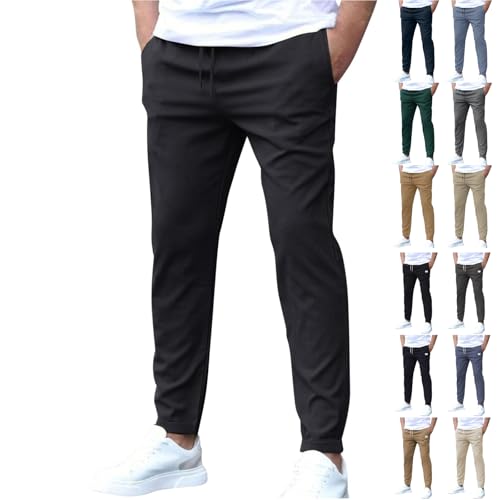 Generisch Herren Trainingshose, Jogginghose – Sporthose Lang Baumwolle, Freizeithose Sweatpants Jogger, Breite Modern Laufhose Mit Tachen Gym Breit Additas Activewear Trousers (L, Black) von Generisch