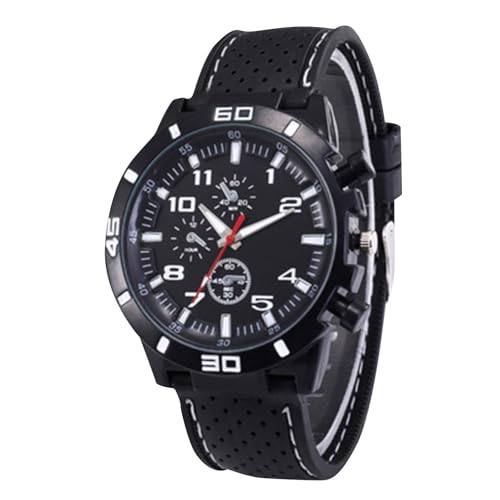 Generisch Herren Uhr Ultra Dünne Herren Sportuhr Modische Silikonarmband Racing Business Style Schwarze Herrenuhr Damen Armbanduhr Rechteckig (e-White, 24 5x2x4cm) von Generisch