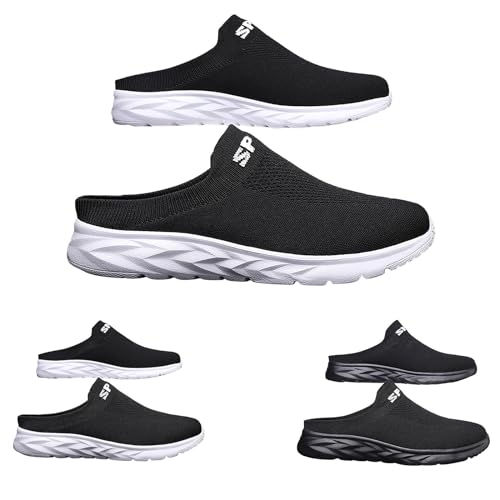 Generisch Herren-Walkingschuhe Pantoletten Freizeit Mesh Luftkissen-Slip-On-GEH Orthopädische Diabetiker-Wanderschuhe Atmungsaktive Hausschuhe Hinten Offen Leicht Bequem Slipper Trekkingschuhe von Generisch