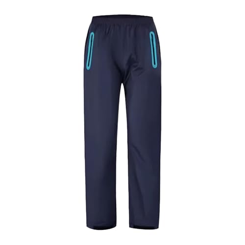 Generisch Herren Wasserdicht Regenhose tmungsaktive Dünn Wanderhose mit Reißverschlusstasche Leichte Schnelltrocknend Outdoorhose Casual Funktions Arbeitshose(Blau,L) von Generisch